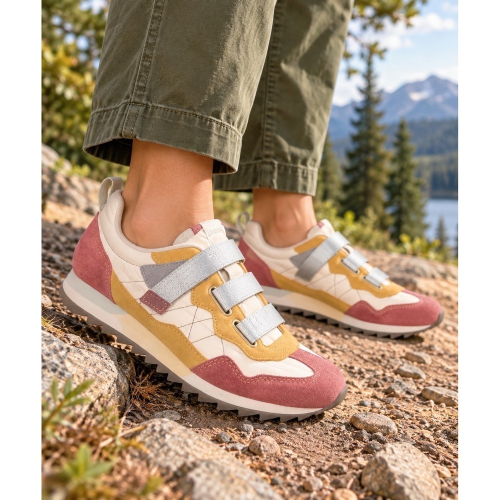 Merrell Alpine Retro Sneakers Womens 6.5 Pink Yellow Strap Trail Gorpcore Shoes